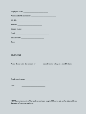 Tax Free income application form
